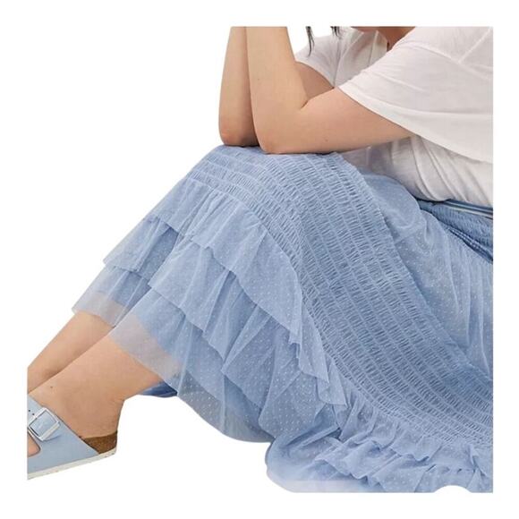 Anthropologie Maeve Tulle Midi Skirt Size Small Color: Blue - Picture 11 of 12
